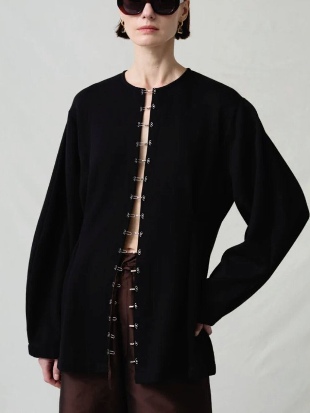 NWOT CHAN LUU Pinch Waist Cardigan Black